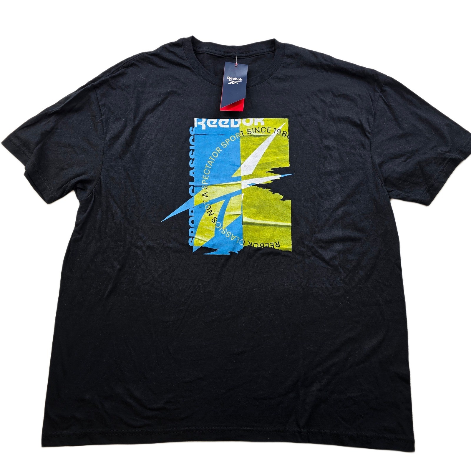 Reebok Classics Graphic Tee T-Shirt Mens XL Black Cotton Short Sleeve NEW