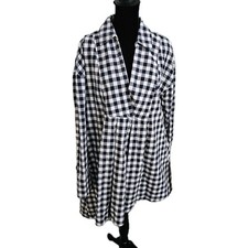 Free People asymmetrical plaid gingham dress Medium Navy Blue/White With Pocket