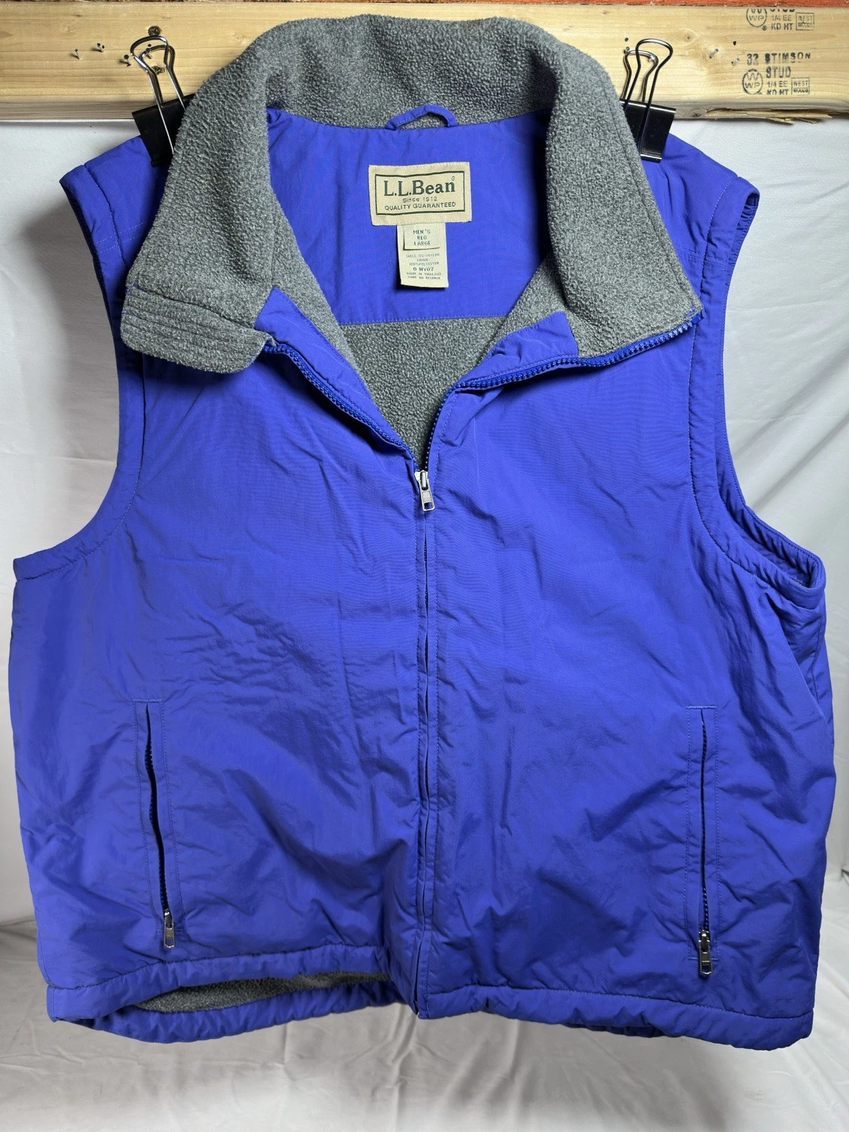L.L. Bean Mens Zip-Up Vest Blue & Gray Size (Large) Reg Royal Blue (YKK) Zipper