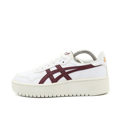 ASICS Damen Japan S Sneaker Weiß/Bordeaux Leder Low-Top Plateausohle EU 37