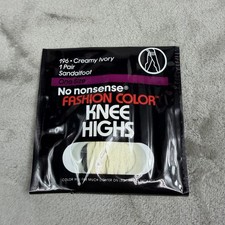 VTG No Nonsense Fashion Color Knee Highs 1 Pair Sandalfoot One Size Creamy Ivory
