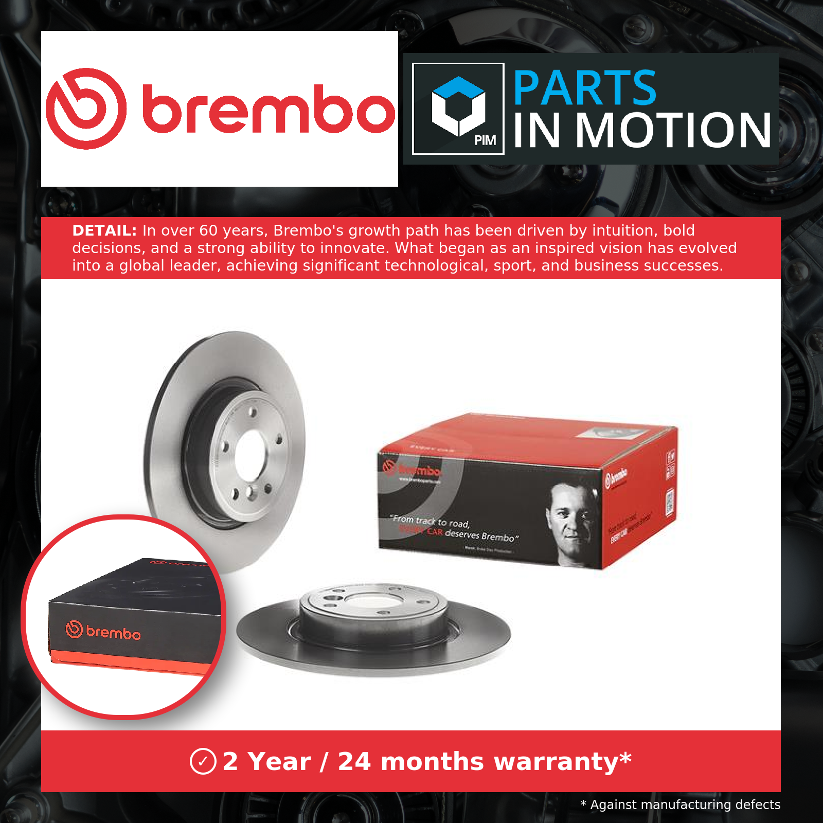 2x Brake Discs Pair Solid fits JAGUAR XF X260 3.0D Rear 2015 on 300mm Set Brembo