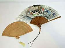 Bamboo Folding Paper Fan Boys Spying on Women Scene  Fragrant Wood Fan