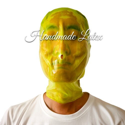Latex Gummi Hood with Small Breathing Hole Rubber Suffocation Mask Back Zipper - Picture 1 of 10