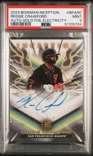 2023 Bowman Inception Auto Reggie Crawford #BPARC Gold Foil Electricity/50 PSA 9