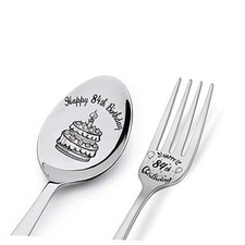 Happy Birthday Spoon Fork Gifts Engraved Spoon Fork Personalized Birthday 84th