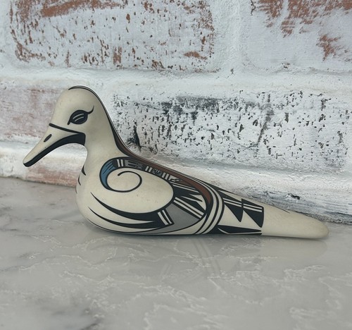 Vintage 1980er Indianer Keramik Vogel signiert Hopi