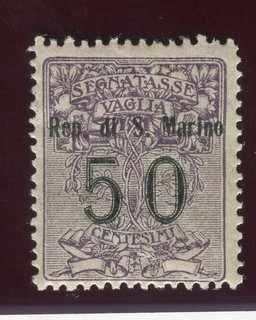 SAN MARINO; 1924 Postal Order issue SEGNATASSE VAGLIA Mint MNH 50c. Expert Sign