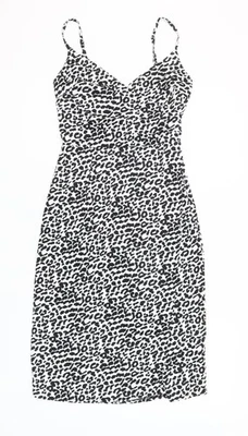 New Look Women’s Petite Black Leopard Print Knee Length Slip Dress UK 4 - Image 1 of 4