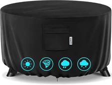 36" Heavy-Duty Waterproof Fire Pit Cover with Buckle Straps and Air Vents