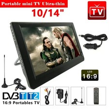 10/14 inch Portable 1080P HD TV Freeview HDMI Digital Television Player UK Plug