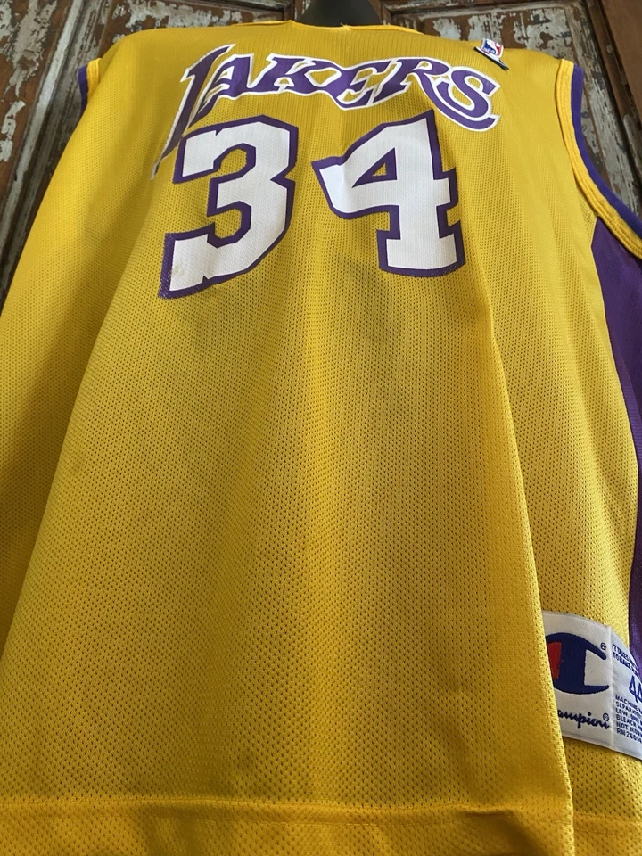 Champion Mens L Yellow NBA Lakers Shaquille O’Neal #34 Jersey Vintage Pre-Owned - Image 2 of 4