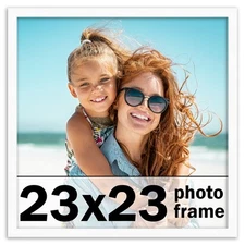 23x23 Frame White Wood Picture Photo Frame with UV Acrylic and Acid Free Backing