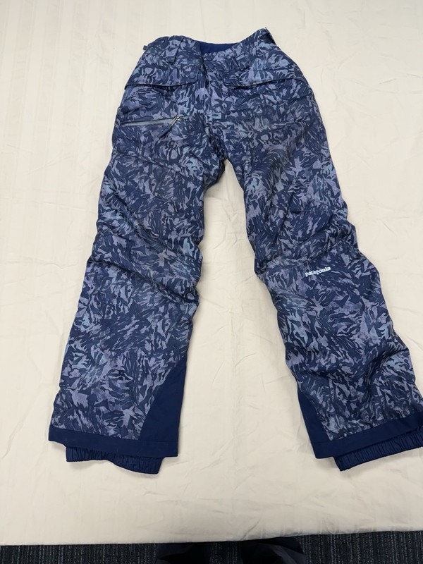 Patagonia Youth Kids Snowbelle Snow Pants Size Medium Insulated Blue Printed