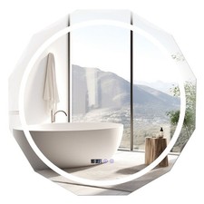 COSTWAY 76CM Defog Bathroom Mirror Wall Mounted Shatterproof LED Lighted Mirror