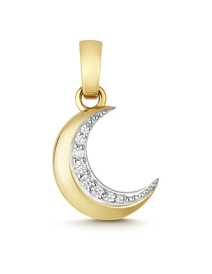 Pendentif femme or 375/1000 et diamant véritable - Collier ras de cou élégant 16mm*9mm