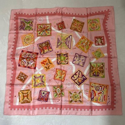 HERMES Silk Scarf Carre 90 Structure of Ideas Geometric Pink 87.5×86cm