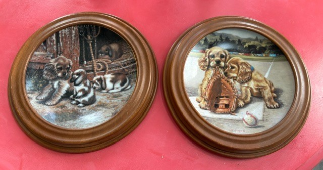 2 Framed Cocker Spaniel Plates by Jim Lamb limited edition
