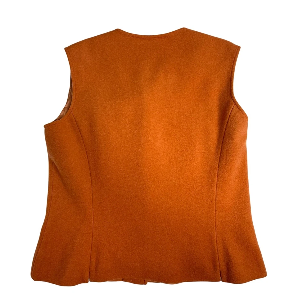 Doncaster Women's Wool Angora Blend Button Front Vest Size 12 Orange Sleeveless - Image 3 of 4