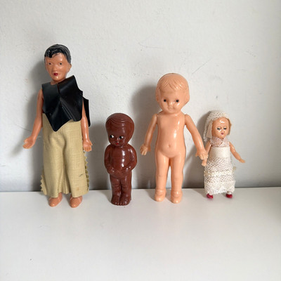 Vintage Plastic Doll Lot Baby Brown Irwin USA Dollhouse Kewpie Sleepy Eye Indian