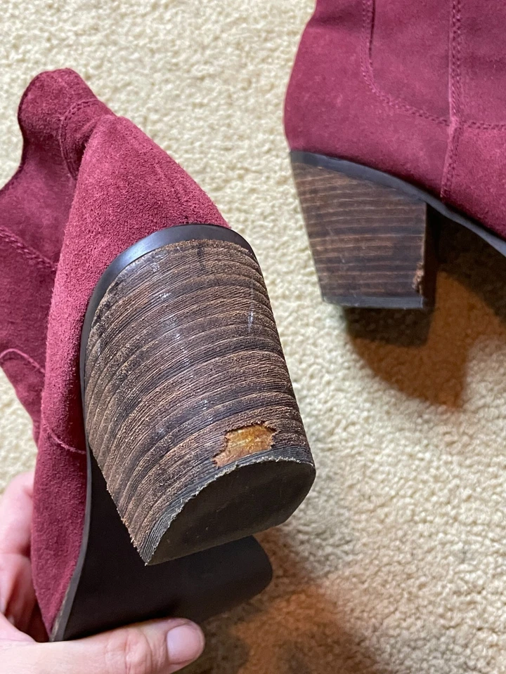 Seychelles Rojo Gamuza Cuero Tacón Vaquero Western Cremallera Botas Botines al Tobillo 8 Foto 3 de 4