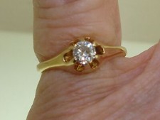 VINTAGE 14K SOLID GOLD APPROX. 1/4 CTW BRILLIANT DIAMOND RING SZ 4.75
