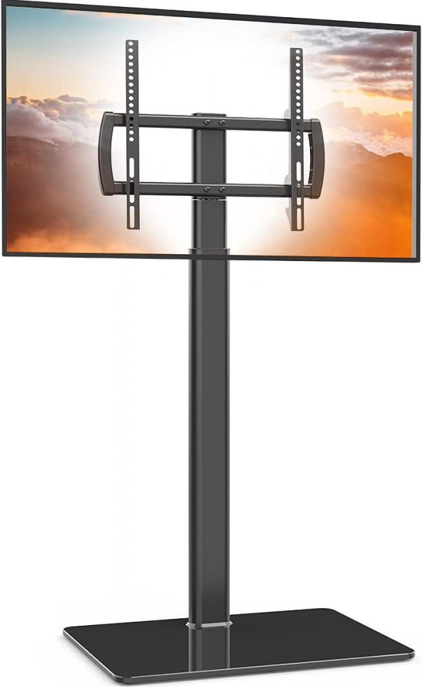 Universal Floor TV Stand with Mount 80 Degree Swivel Height Adjustable Black