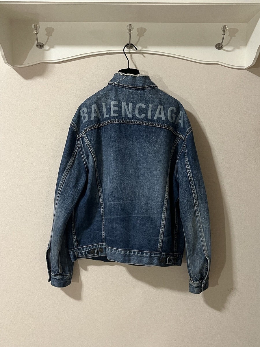 Balenciaga Boyfriend Oversized Denim Jacket 34 Distressed
