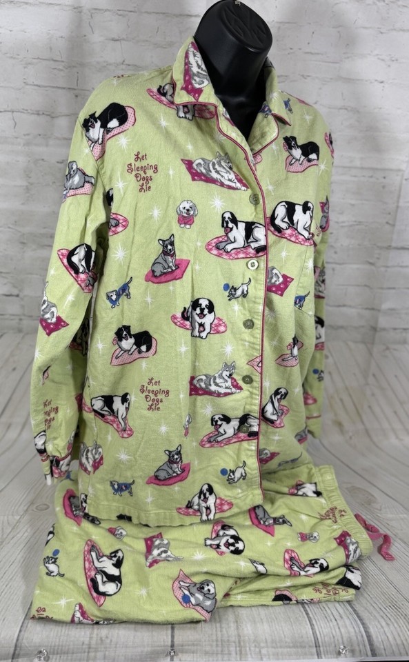 Big Dogs Women Pajama Set S Cotton Flannel Cozy Cabin Sleepwear