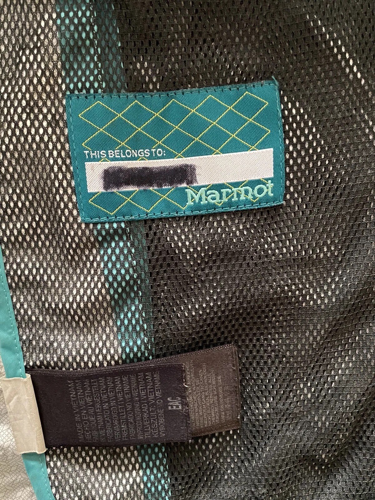 Marmot PreCip Waterproof Hood Zip Packable Rain Wind Jacket Blue green