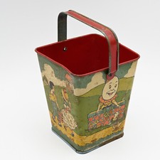 Early Chein Vintage Square Sand Pail with Nursery Rhyme Figures