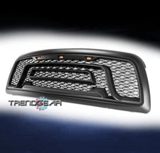 For 2009-2012 Dodge Ram 1500 Pickup Hood Upper Grille Grill Shell w/Lights Black