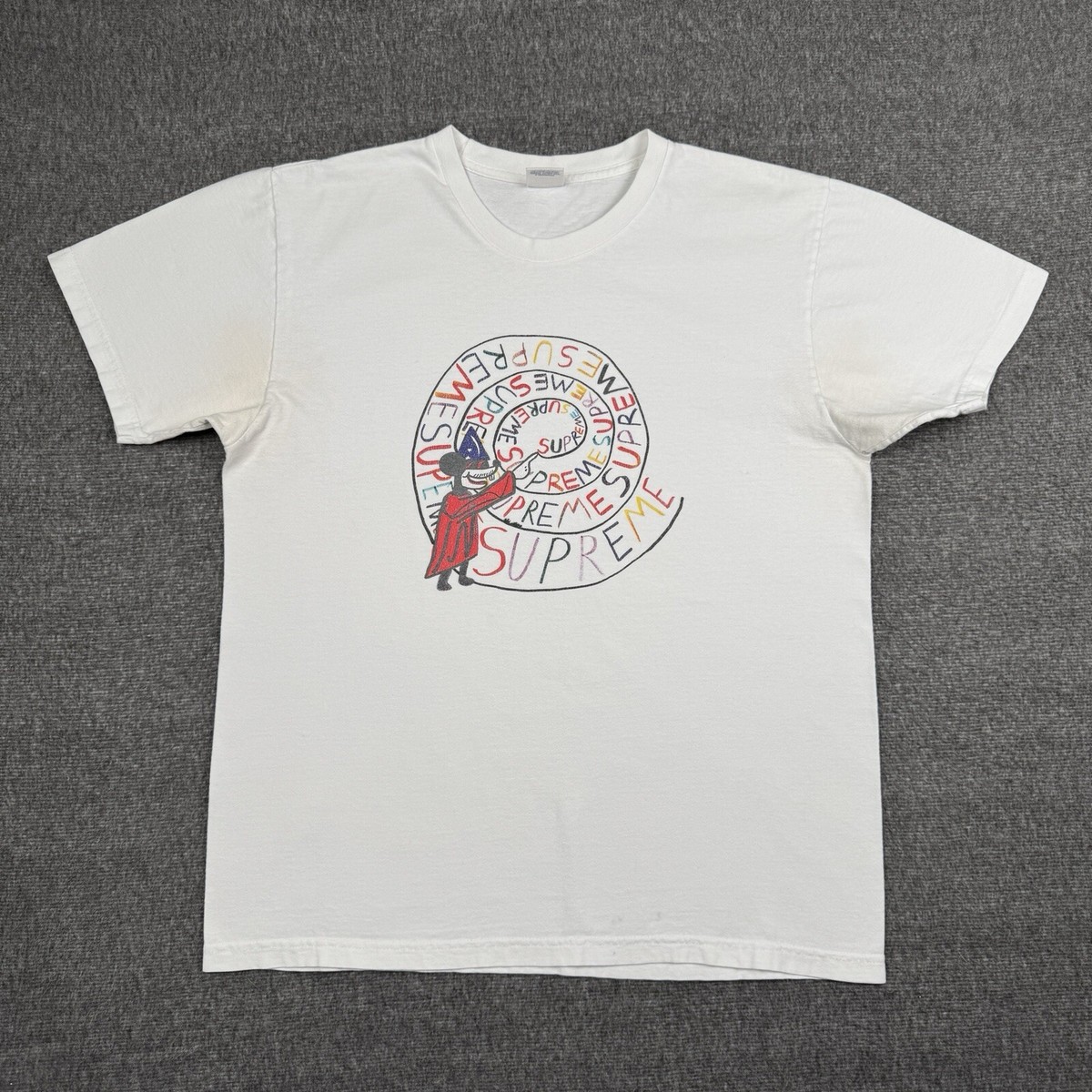 Supreme X Joe Roberts Swirl Mickey Tee Shirt Mens Large White  