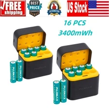 16 PCS PUJIMAX 3400mWh AA Rechargeable Lithium Batteries with 2pk Charger 1.5V