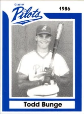 1986 Anchorage Glacier Pilots Team Issue #4 Todd Bunge St Louis Missouri MO Card