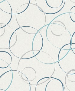 Rasch Prego 700015 Vlies Tapete Grafik Muster Kreise Turkis Blau Weiss Ebay