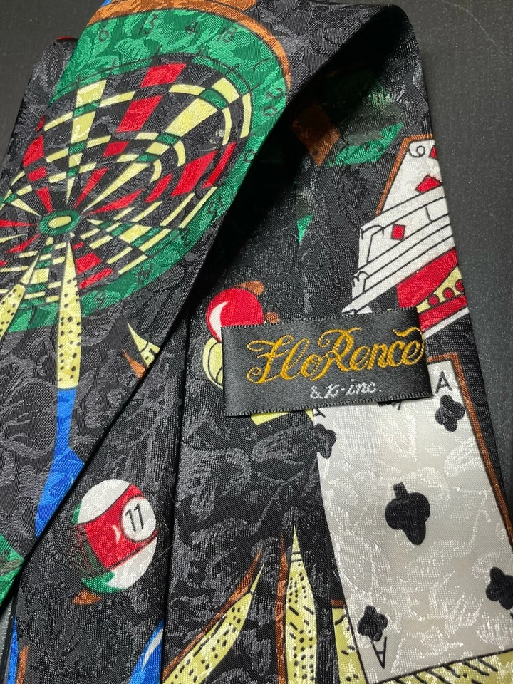 Corbata Florence Silk Tie Games tarjetas de dardos piscina fiesta novedad Foto 3 de 3