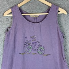 Sweet Jessie Overall Dress Small Maxi Linen Painted Tank Bicycle Painted Artsy