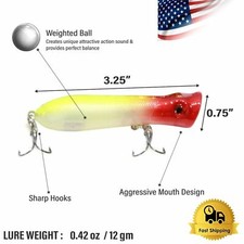 UFISH Popper Lure Lot 10PCS Bass Bait Jig Set Whopper Fishing Lure Top Water