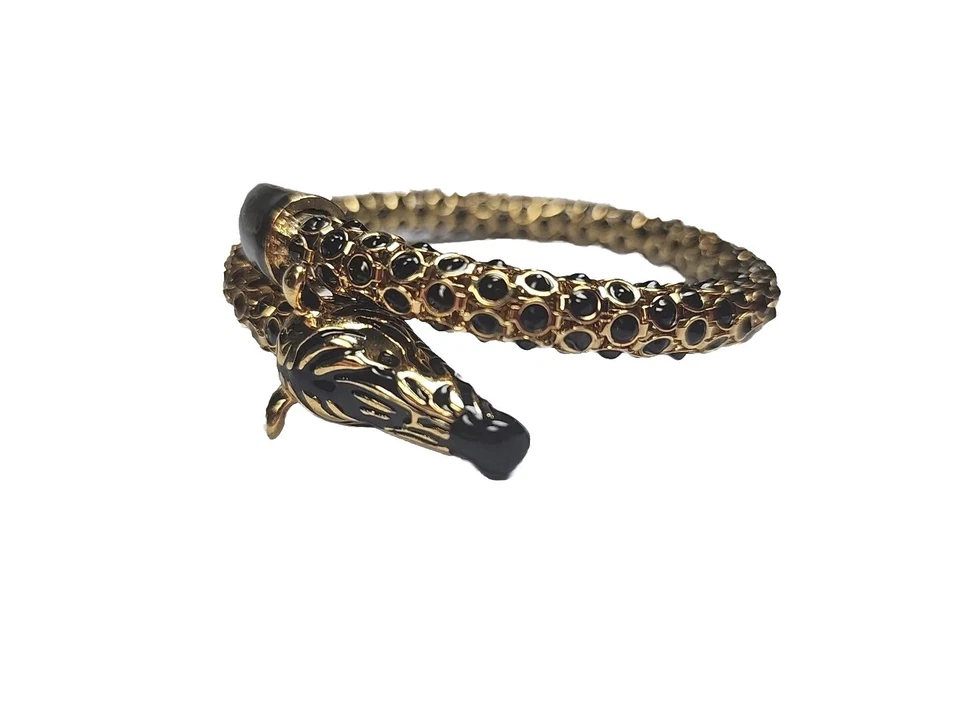 RARO Brazalete Envolvente Guess Zebra Chapado en Oro Negro Estrás y Esmalte De Colección   Foto 2 de 4