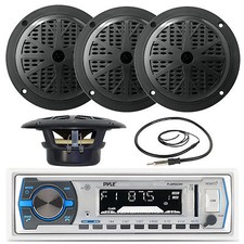 PLMRB29W White Marine AM FM USB Radio, 6.5" Pyle 150W Speakers, Marine Antenna