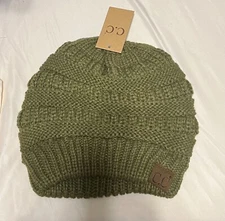 NEW Olive CC Beanie Women's Knit Slouchy Thick Cap Hat FREE SHIPPING