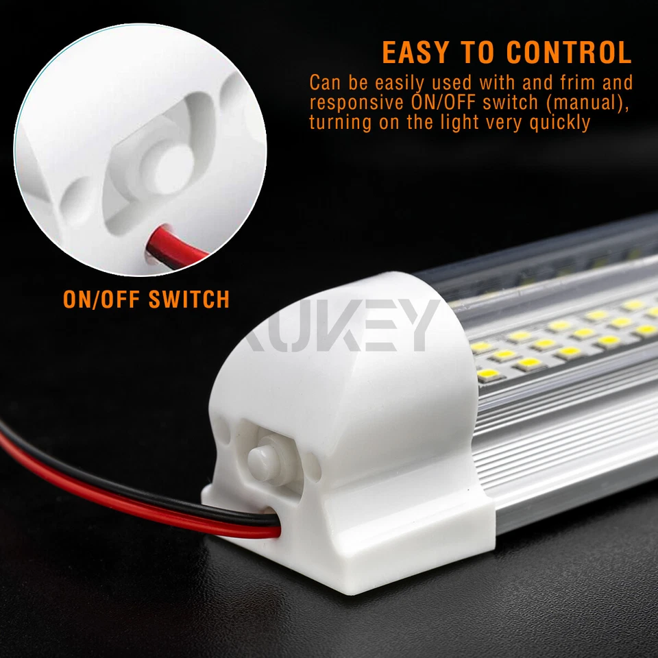 X4 108 LED Luz Interior Tira Bar Coche Furgoneta Autocaravana Interruptor ENCENDIDO/APAGADO 12V Barco Foto 2 de 4