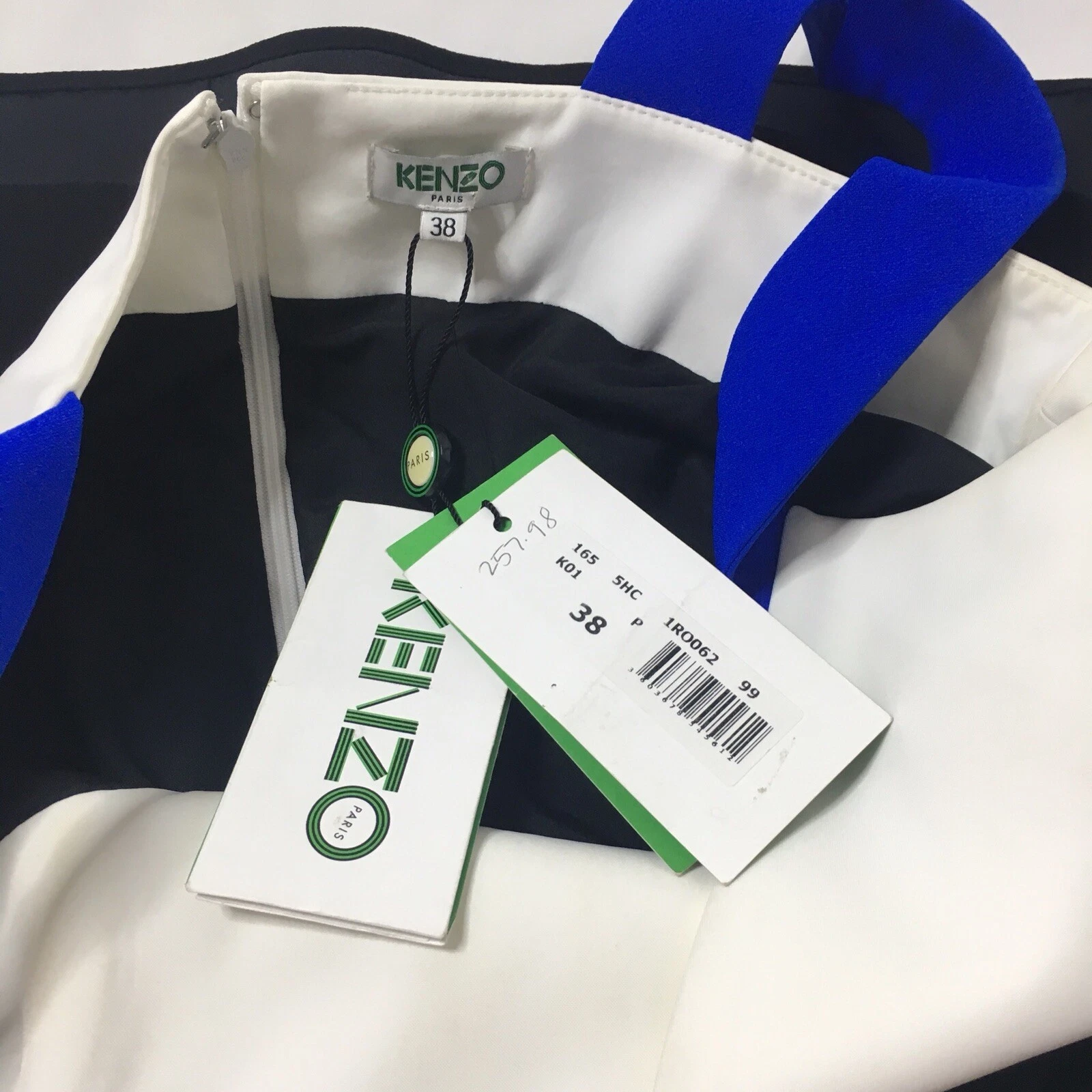 Abito Kenzo Colorblock 38 US M nero bianco blu abito a turni