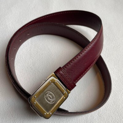 Cartier Must Line Belt Logo Buckle Leather Bordeaux Gold Business Classic Cartier Must line Buckle Belt Leather Ceinture Bordeaux  main image 4