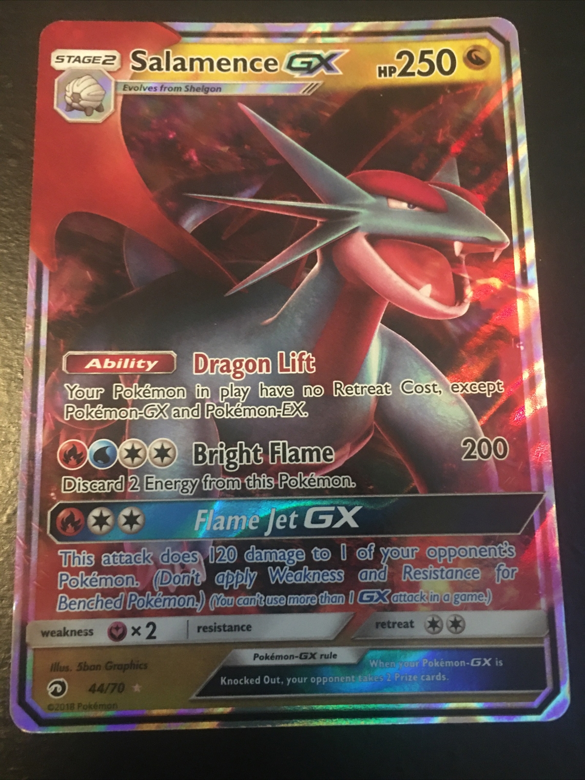 Salamence GX - 44/70 - Ultra Rare NM Sun & Moon Dragon Majesty