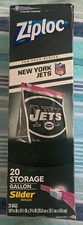 NFL New York Jets Ziploc Slider Freezer Bags 1 Gallon box of 20