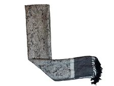 Ladies Silver and Black Shaw or Scarf w/Fringe 6 ft X 2 ft