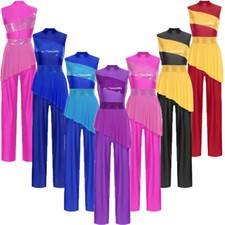 Women Bodysuit Mesh Jumpsuit Trumpet Dancewear Costume Dance Ballet Sleeveless