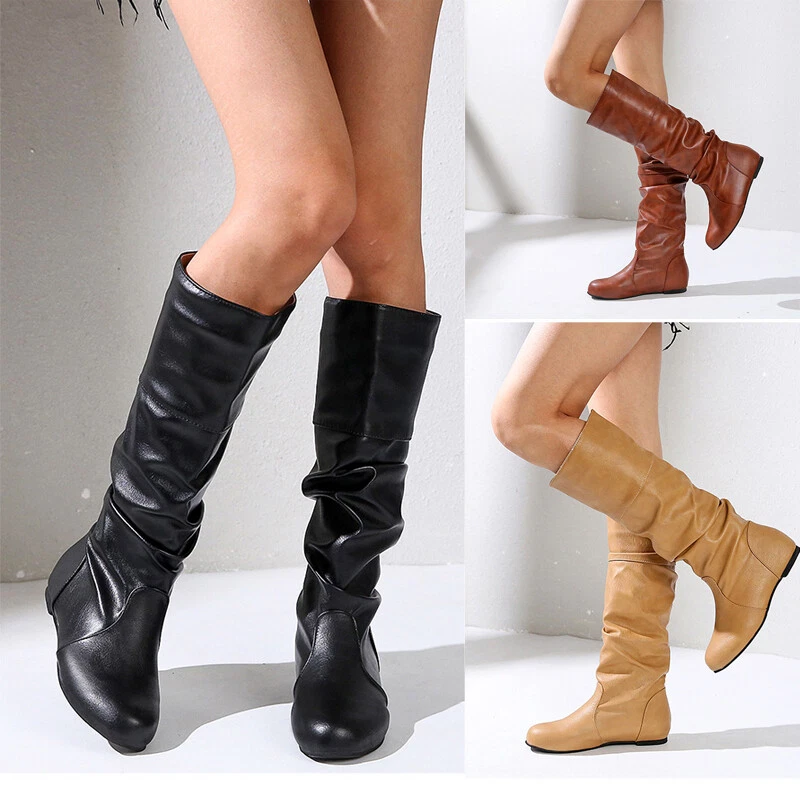 Slouchy Knee High Flat Boots